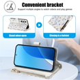 thumbnail image 5 of Wallet Case For Samsung Galaxy A55 5G 6.5-inch, Flower Pattern Flip Zipper Purse Leather Cover With Card Holder, Detachable Wristlet & Shoulder Strap, Shockproof ,Kickstand Phone Case For Women,Blue, 5 of 9