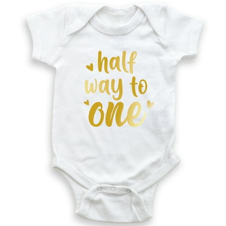

Half Way To One - 6 Months - Baby Bodysuit - Unisex Clothing - Baby Boy - Baby Girl - Birthday Outfit