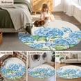 thumbnail image 5 of Blue Floral Round Area Rug 4 FT, Non Slip Indoor Outdoor Rug, Summer Botanical Hydrangeas Butterfly Washable Soft Circular Carpet Non-Shedding Floor Mat for Coffee Table Nursery Foyer Balcony, 5 of 8