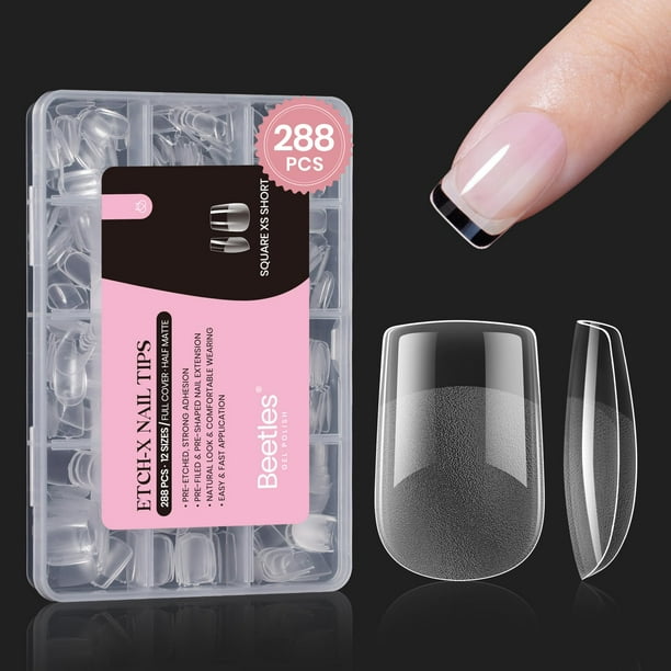 Gel para uñas con forma de escarabajos, extracorto, cuadrado, 288 unidades, +12 tamaños