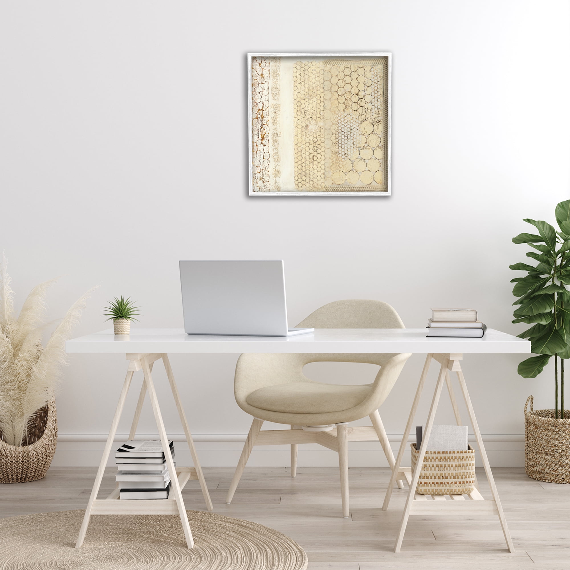 Stupell Industries Rustic Country Geometric Abstract Painting White Framed Art Print Wall Art, 24 x 24