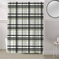 thumbnail image 5 of Fabric Shower Curtain Abstract Stripes Sage Green Black Grey Plaid Shower Curtains with 12 Hooks Waterproof Machine Washable Bath Curtains for Bathroom, 72 x 96in, 5 of 6