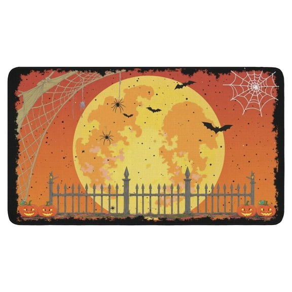 Evil Pumpkin Ghost Doormat,Durable Absorbent Halloween Floor Entryway Rug 17x30 Inch Floor Mat for Winter Holiday Home Kitchen