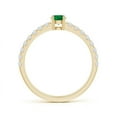 thumbnail image 2 of ANGARA Natural Classic Solitaire Emerald Promise Ring with Pave Diamonds in 14K Yellow Gold for Women (Size-4mm) | May Birthstone, Birthday, Anniversary, Jewelry Gift for Women | Natural Emerald Ring, 2 of 7
