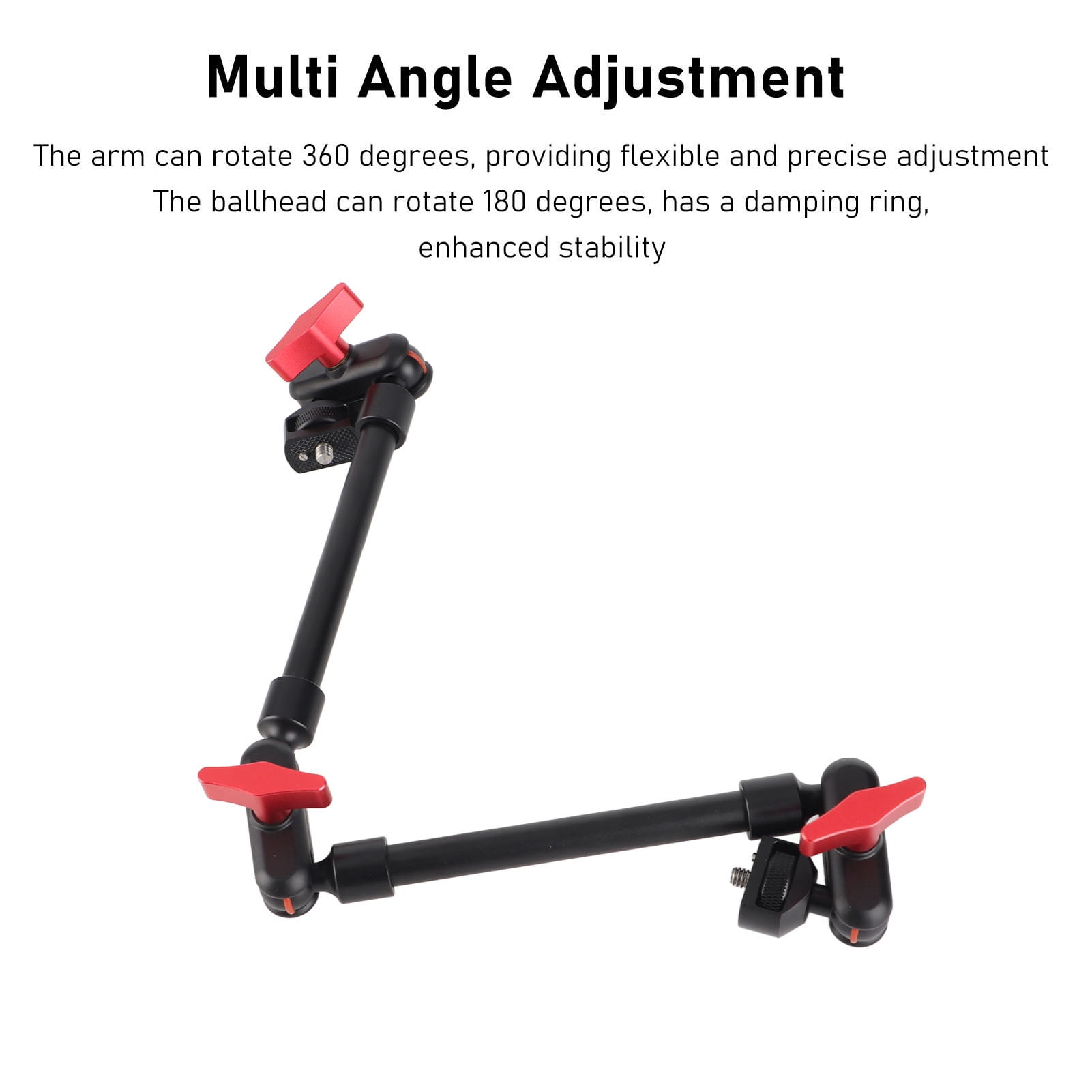Double Ballhead Arm, Anti Oxidation 22 Inch Multi Angle Adjustable Aluminum Alloy Articulating Friction Arm Stable Locking  For Microphone