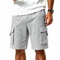 thumbnail image 2 of Dwelliawo Mens Cargo Shorts Long Relaxed Fit Casual Work Shorts with Multi Pockets Lightweight Outdoor Hiking Summer Below Knee Length Light Gray XL, 2 of 7