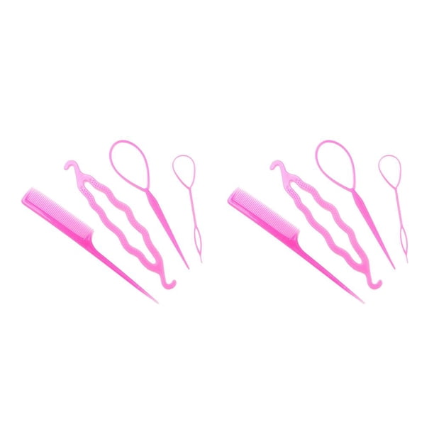 Qarigey Herramienta de cola de caballo para el cabello con de tracción Durable Buen seguro Loop Tail Styling Peinado Decoraciones rosa 2piezas