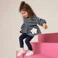 thumbnail image 4 of Tfken Outfits Sets For Child Girls Striped Print Dress And Pant Outdoor Long Sleeve Crew Neck Relaxed Outfit Set Black Size 3-4 Years, 4 of 9
