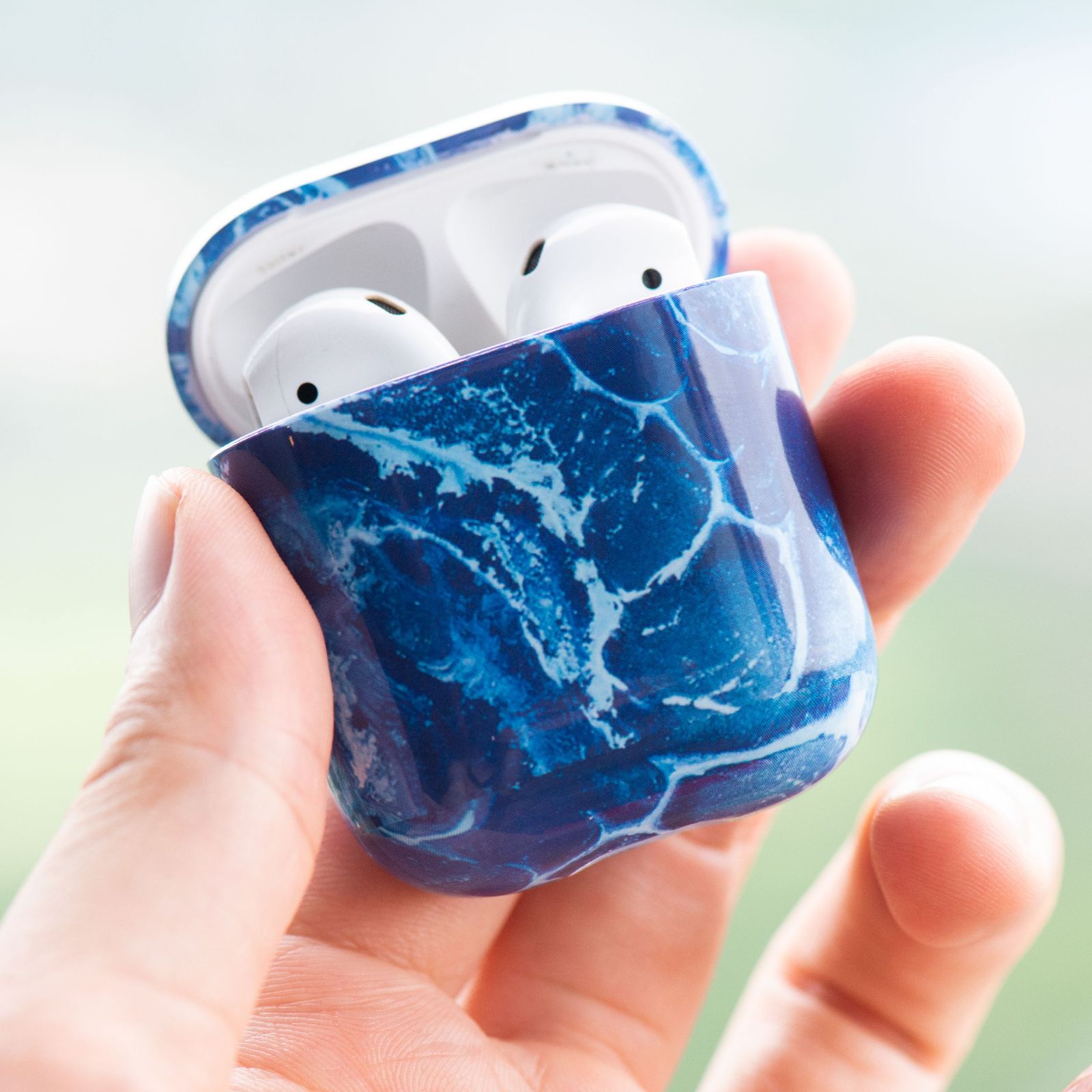 Pastele Jordan Blue Marble Custom Personalized AirPods Case Apple AirPods  Gen 1 AirPods Gen 2 AirPods