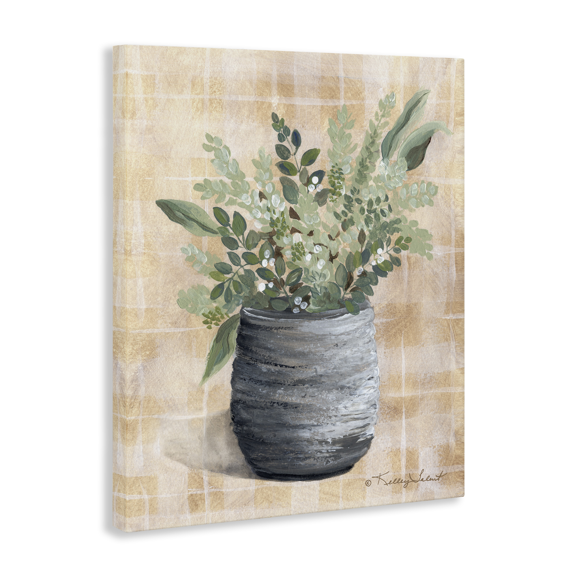 Stupell Industries Botanical Herbs Pottery Botanical & Floral Painting Gallery Wrapped Canvas Art Print Wall Art, 16 x 20
