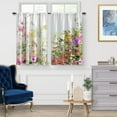 thumbnail image 2 of Watercolor Floral Kitchen Curtains - Colorful Flowers Butterfly Botanic Short Cafe Curtains Decor for Living Room Tier Curtains for Bathroom Rod Pocket Window Drapes 36 Inch Length 2 Panels Set, 2 of 5