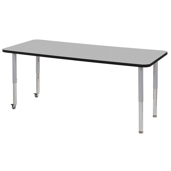 ECR4Kids 30in x 72in Rectangle Everyday T-Mold Adjustable Activity Table Grey/Black/Silver - Super Leg