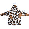thumbnail image 7 of Brown Footballs with Leopard Spots Pattern Blanket Hoodies for Kids 6-13YR Oversize Wearable Blanket Hoodies for Boys Girls Teens, 7 of 7