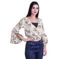 thumbnail image 3 of Moomaya Printed Womens Crop Top Wrap Style Top Wear Ruffle Long Sleeve Casual Summer Blouse, 3 of 6