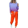 thumbnail image 2 of Puntoco Traje Casual Con Cordón Y Cuello Redondo De Manga Larga Con Estampado Holgado A La Moda Para Mujer Naranja Xxxl, 2 of 5
