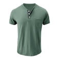 thumbnail image 4 of Vmvidoty Mens Casual Short Sleeve Henley Shirts Fashion Button T Shirts with Pocket Green 3XL, 4 of 8
