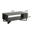 thumbnail image 5 of 47 Inch Modern Coffee Table, Abstract Style, Open Shelf, Distressed Gray- Saltoro Sherpi, 5 of 6