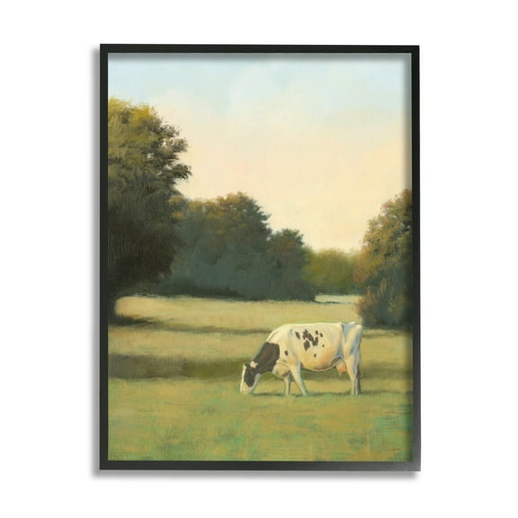 Stupell Industries Cow Grazing in Pasture Animals & Insects Painting Black Framed Art Print Wall Art, 11 x 14