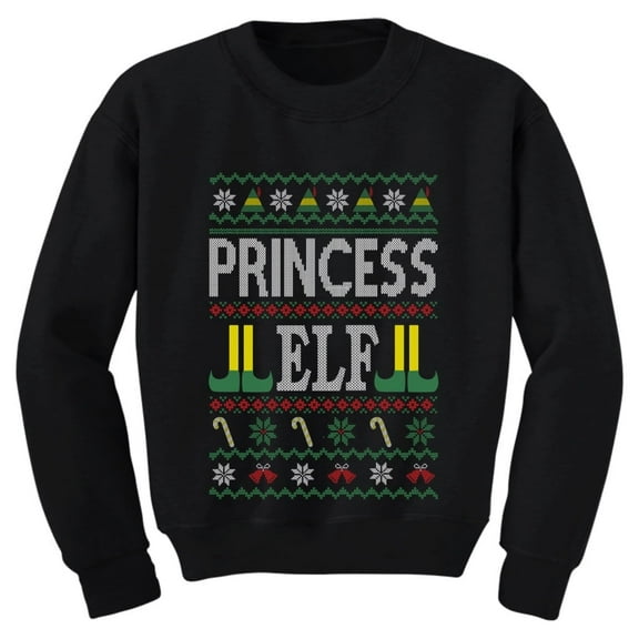 Tstars Girls Ugly Christmas Princess Elf Family Kids Christmas Gift Funny Humor Holiday Shirts Xmas Party Christmas Gifts for Girl Toddler Kids Sweatshirt.