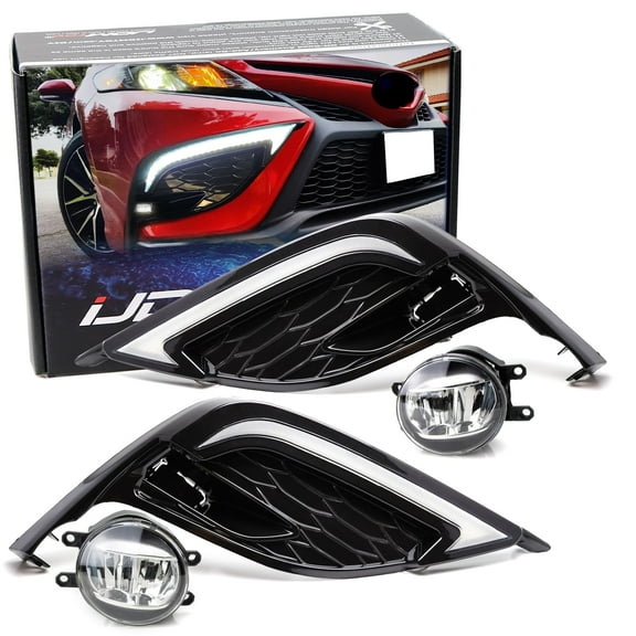 OEM-Spec 15W High Power LED Fog Light w/JDM Style White/Amber Switchback LED Daytime Running Ligh Fog Bezels For 2021-up Facelift Toyota Camry SE XSE Trims