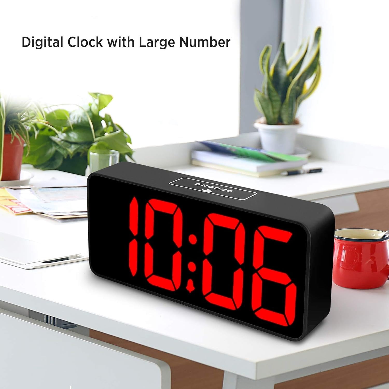 Large Digital Alarm Clock Big Numbers for Seniors & Visually Impaired, 9 Inches Electric Clocks for Bedroom, Jumbo Display Fully Dimmable Brightness, USB Ports, Adjustable Alarm Volume