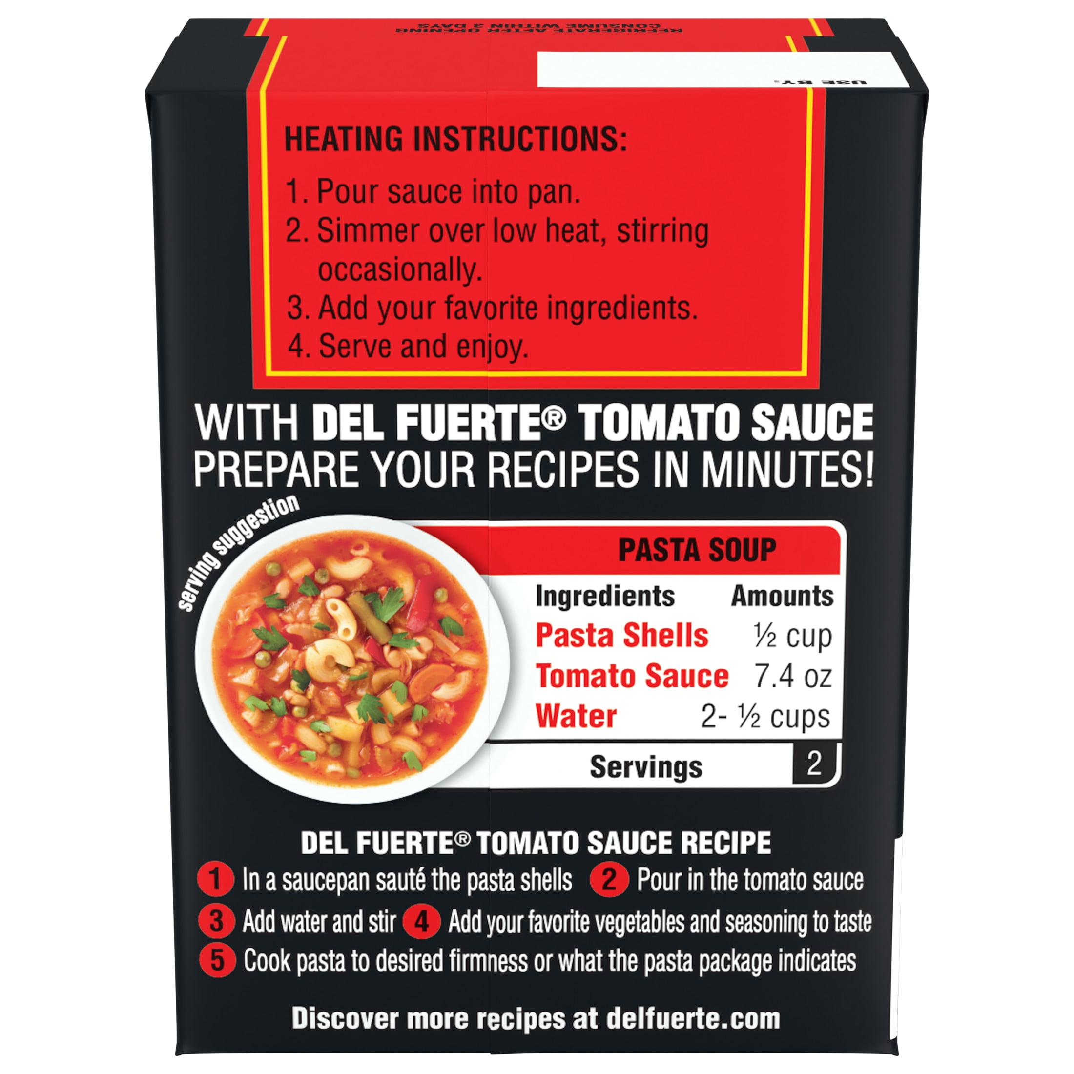 DEL FUERTE Seasoned Tomato Sauce, Shelf-Stable, 7.4 oz Plastic Box