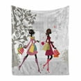 thumbnail image 1 of Teen Room Soft Flannel Fleece Blanket, Retro Fashion Women Shopping in City Streets Beauty Butterfly Urban Life Graphic, Cozy Plush for Indoor and Outdoor Use, 50" x 60", Multicolor, by Ambesonne, 1 of 6