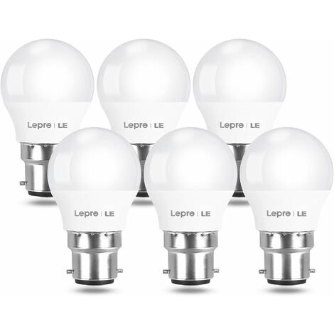 LED pght bpbs, bayoneta pght bpb b22 blanco cálido 2700k, 4,9W (equivalente a 40W) Ahorro de energía, 470 luces, haz ancho de 240°, LED de bola de golf BPB G45, no regulable a partir de 6