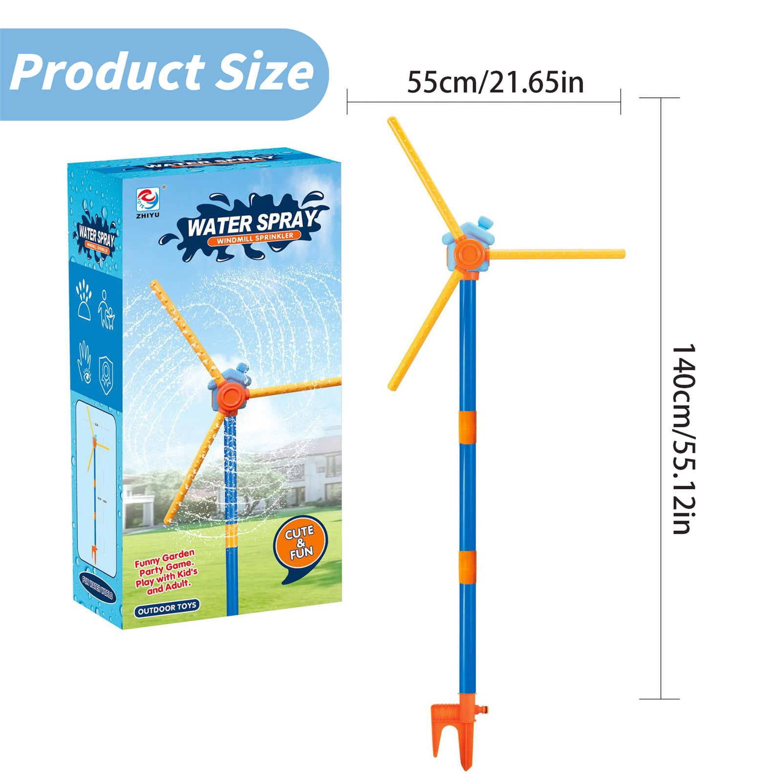 Windmill Water Sprinkler - 360° Spinning Yard Toy for Kids,36-Nozzle Outdoor Water Game,Summer Backyard Fun for Toddlers & Dogs,Spinning Water Toy,Outdoor Sprinkler,Kids Water Game(Yellow)