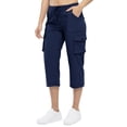 thumbnail image 6 of VBVC Women's Cargo Capri Pants with Pockets , Casual Summer Drawstring Knee Length Shorts , Ladies' Lightweight Outdoor Hiking Trousers for Women, Blue , S-3XL, 6 of 7