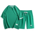 thumbnail image 1 of NTACZA Short Sleeve Shorts Set for Men Athletic Waffle Tracksuits Crew Neck Plus Size Men's Sweatsuits L, 1 of 3
