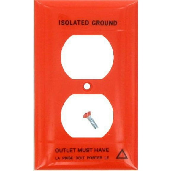 Pass & Seymour Legrand 89101-IG Duplex Receptacle Wall Plate, Unbreakable Thermoplastic Outlet Cover, Permanently Hot Stamped "Isolated Ground", Orange