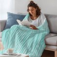 thumbnail image 4 of Turquoise Fleece Throw Blanket for Couch, Modern Abstract Art Ombre Striped Microfiber Flannel Blanket for All Season, Lightweight Soft Throw Blankets for Women, Girls, Adults, 50"x80", 4 of 9