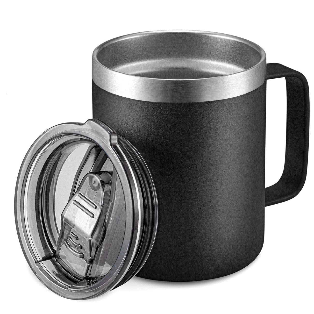 24oz Insulated Coffee Mug with Handle and Sliding Lid - Double Wall Vacuum  Stainless Steel Mug for Travel, Office, and Daily Use (Pink) - Walmart.com