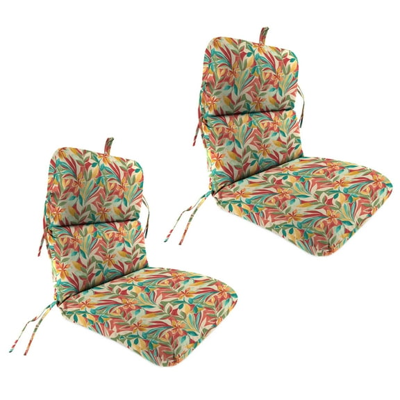 Jordan Manufacturing 45" x 22" Somap Sonoma Tan Leaves Rectangular Outdoor Chair Cushion with Ties and Hanger Loop (2 Pack)