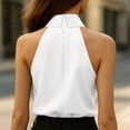 thumbnail image 4 of XFLWAM Women Tie Neck Halter Tank Tops Satin Lapel Sleeveless Summer Blouse Elegant Casual Business Dress Shirts, 4 of 8