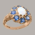 thumbnail image 2 of LBG British Made 14k Rose Gold Natural Opal & Sapphire Womens Statement Ring - 33 size options - Size 11.5, 2 of 8