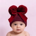 thumbnail image 2 of AJGRHE Kids Knitting Woolen Hat Winter Warm Double Pompom Beanie Cap with BowWinter Knitted Cap For And Toddlers With Thick Warm Soft Yarn For Cold Weather RD2 6-36 Month, 2 of 4
