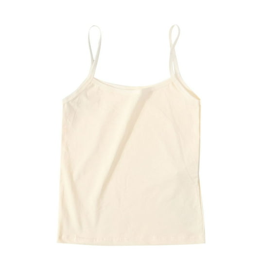 Hrsba Girls Camisole Solid Color Crew Neck Sleeveless Cami Top For Youth Soft Breathable Lightweight Comfortable Daily Girls Cami Top