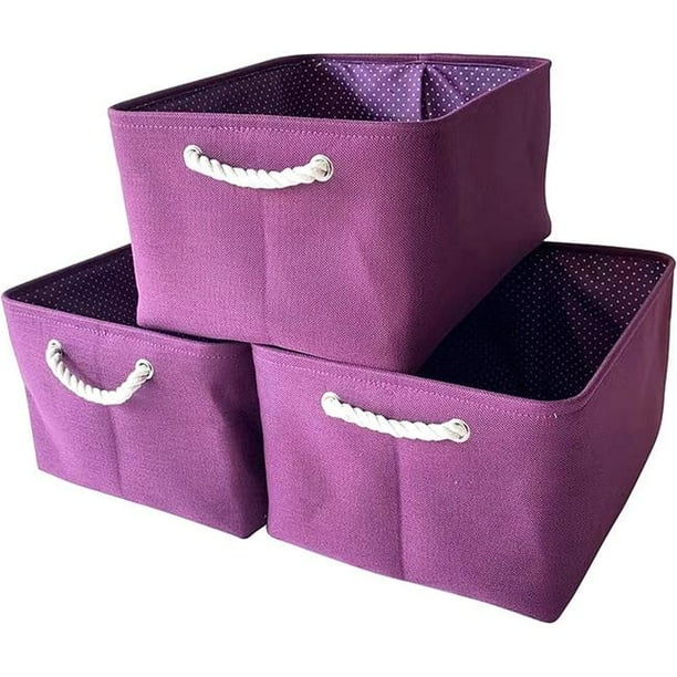 Italia Gifts & Frames 1201 18 in. Fabric Basket, Purple Pack of 3