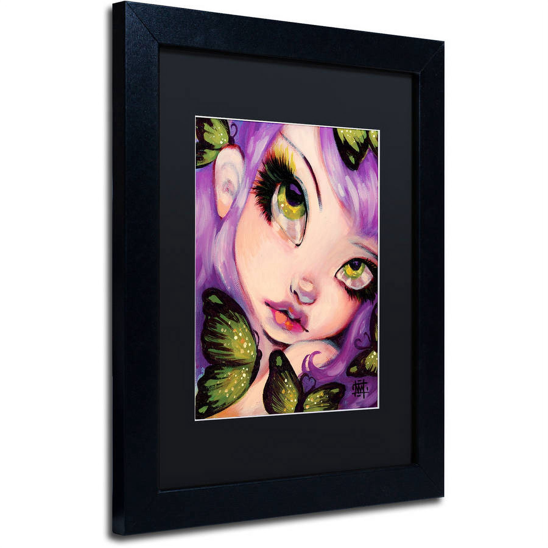 Trademark Fine Art "Green Eyed Violet" Canvas Art by Natasha Wescoat, Black Matte, Black Frame
