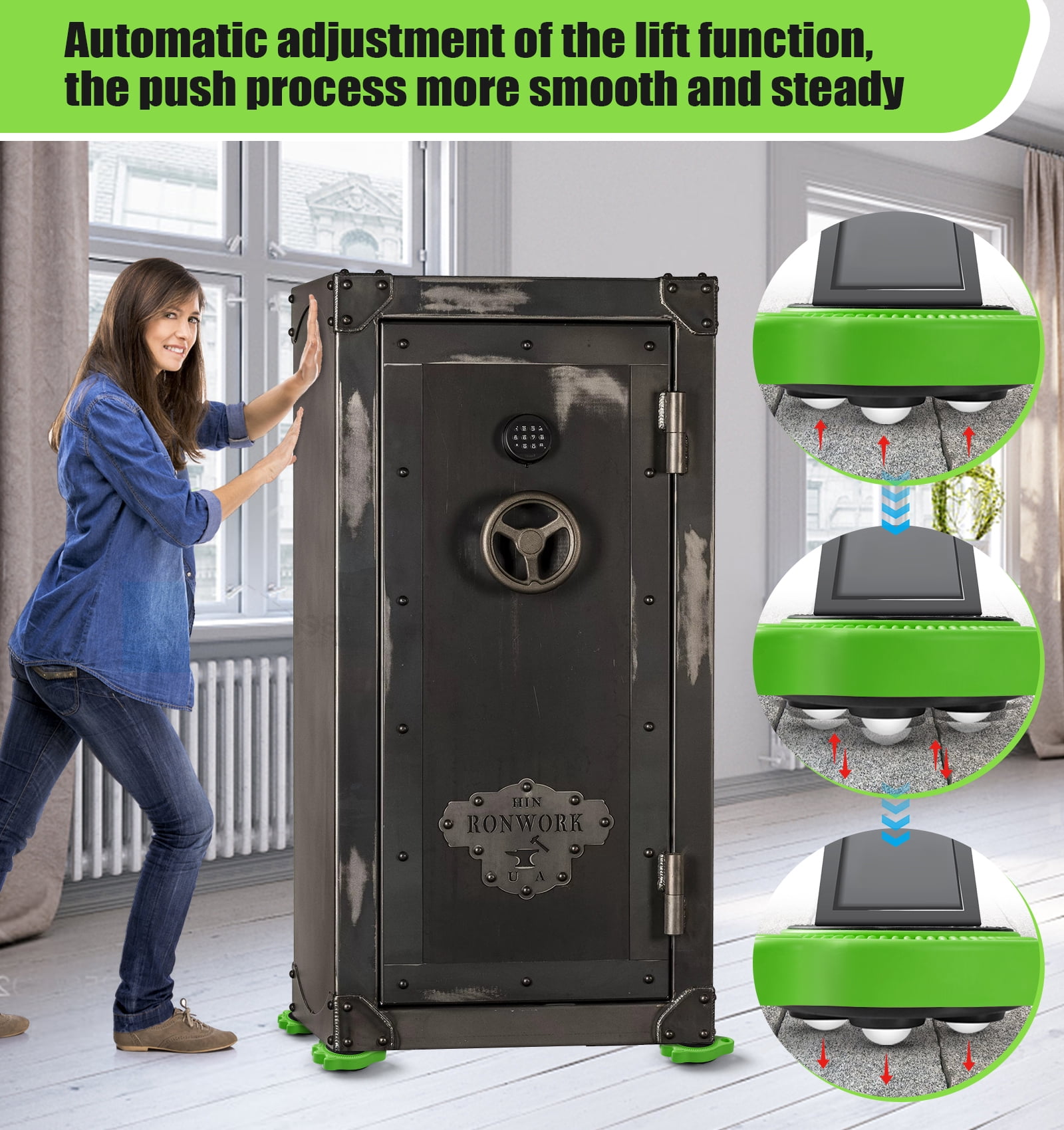 Furniture Lift Mover Tool Set - Furniture Movers Can Withstand Up to 800 Ibs, 360°Sliding Function, Furniture Lifter Have Self-Adjusting Bases， Heavy Item Furniture Moving Tool Without Falling