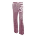thumbnail image 3 of Women's Cotton Linen Blend Pants, High Waist Drawstring Wide Leg Casual Trousers, Elastic Waist Straight Leg Pants with Pockets, Comfy Lounge Wear for Daily, Spring and Summe-Pink, 3 of 5