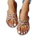 thumbnail image 2 of Sandalias planas recortadas de lino tejidas trenzadas informales de verano a la moda para mujer Wmkox8yii  hj789, 2 of 6