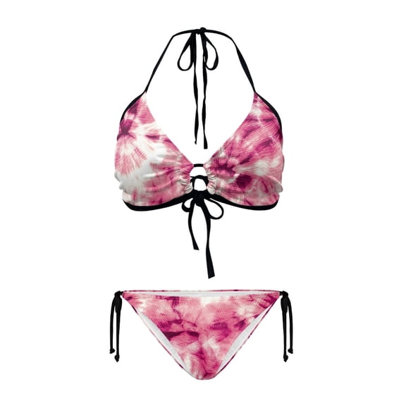 Uourmeti Women's Halter Tie-Dye Bikini Set - Two Piece Triangle Swimsuit with Tie Sides, Quick Dry & Skin Friendly for Beach Vacation & Pool Party