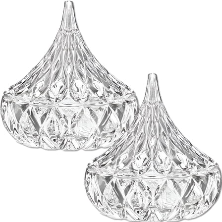 ACDANC 2 Pcs Glass Candy Jar with Lid Decorative Candy Bowl Crystal Covered Storage Jar