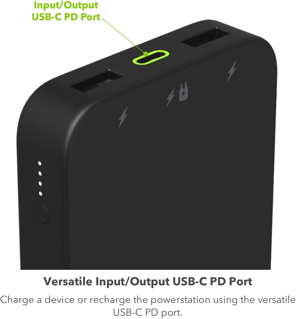mophie Powerstation 2023 with PD Power Bank - 10 000 mAh Large Internal Battery (2) USB-A Port and (1) 20W USB-C PD Fast Charging Input/Output Port Travel-Friendly
