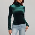 thumbnail image 5 of Aboser Women's Turtleneck Velvet Shirts Slim Fit Y2k Tops Soft Long Sleeve Basic Shirt Solid Color Casual T-Shirts Cozy High Neck Plain Blouses, 5 of 7