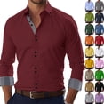 thumbnail image 2 of Iaqnaocc Mens Dress Shirts Long Sleeve Button Up Casual Formal Stretch Wrinkle Free Big and Tall Shirts for Men Dark Blue XL, 2 of 4