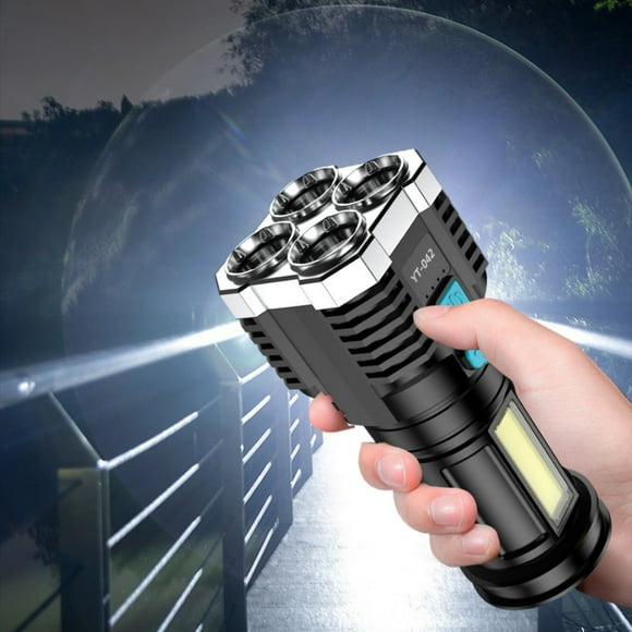 Save Big Now,Nine Lights In One Brightest Outdoor Flashlight 1000 Lumens, LED Flashlight 4pcs LED Light, Rechargeable Powerful Torch Long Throw Up To 200 Meters,PENDANE,Black